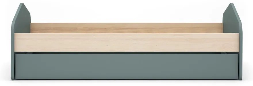 Detská posteľ v dekore borovice s výsuvným lôžkom s úložným priestorom s roštom 90x200 cm v prírodnej farbe/sivozelená Estefania – Marckeric