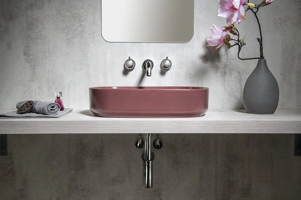 Sapho Sapho, INFINITY OVAL keramické umývadlo na dosku, 55x36 cm, matná Maroon Red, 10NF65055-2R