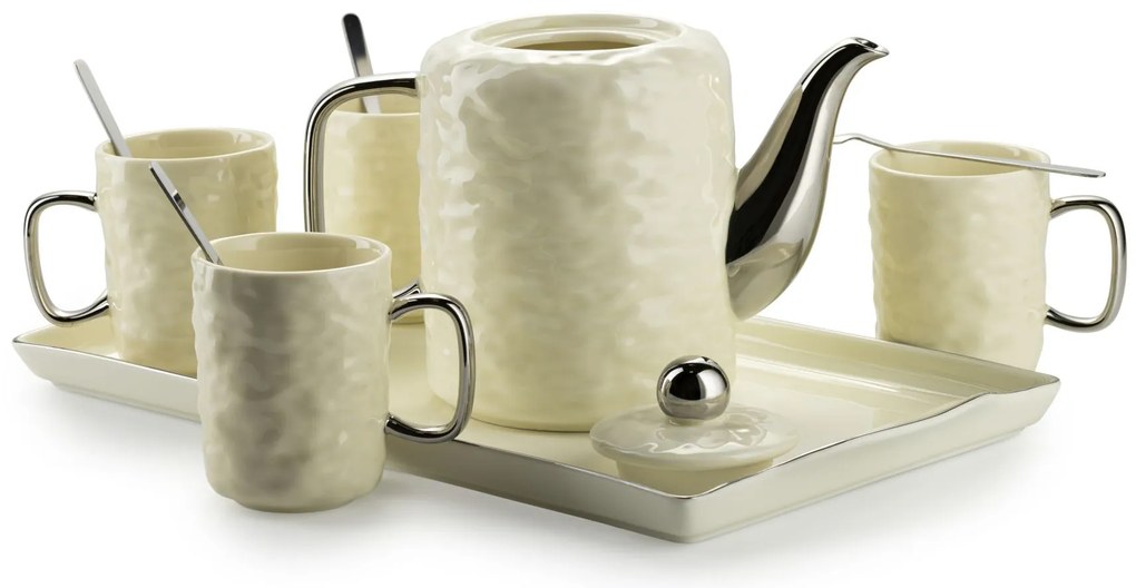 Čajový/kávový set Selena Silver Cream