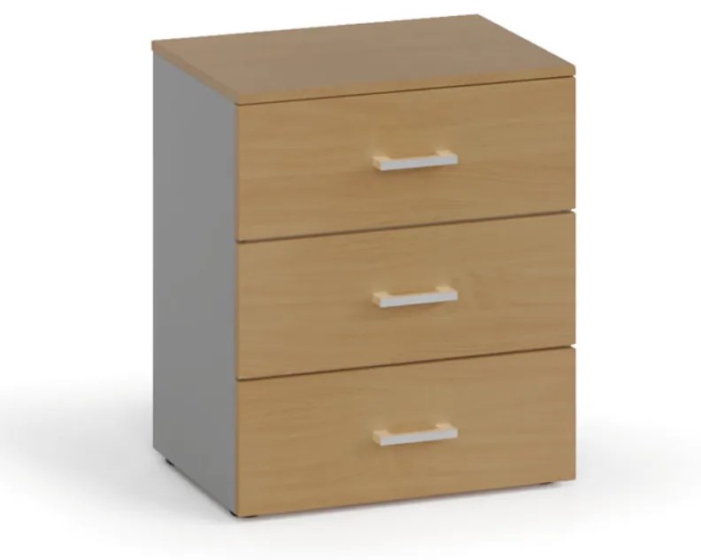 Kancelárska komoda PRIMO 2023, 740 x 420 x 600 mm, sivá / buk