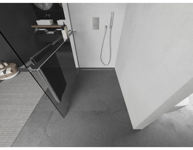 Mexen Kioto, sprchová zástena Walk-In Walk-in 75 x 200 cm, 8mm číre sklo, chrómový profil + vešiak na uteráky s poličkou, 800-075-121-01-00