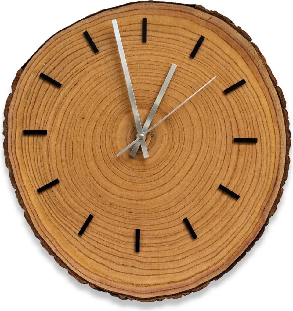 Nástenné hodiny z kmeňu stromu s originálnou kôrou | KOTO: Amber - 3072 26-29 cm 4815-115591 KOR008-29-AMBER
