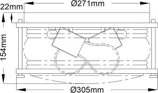 Quintiesse QN-ASHLANDBAY-F-NBR-BATH-Kúpeľňové stropné svietidlo ASHLAND 2xE27/60W/230V IP44