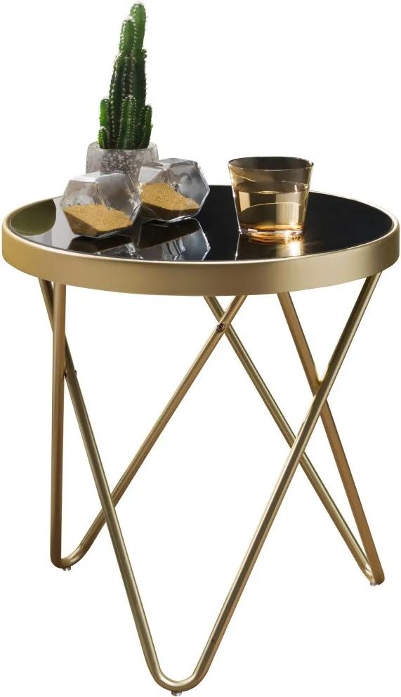 Odkladací stolík Cala, 46 cm, čierna/zlatá