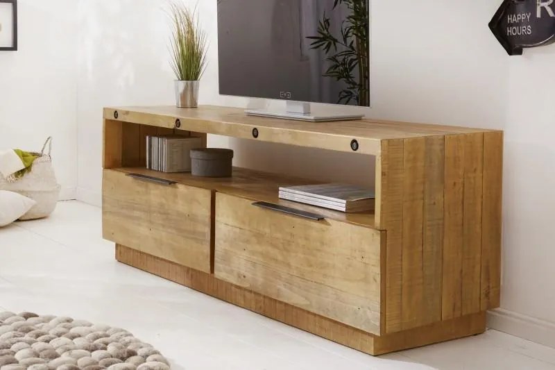 IIG -  Masívny TV stolík FINCA 150 cm z prírodného borovicového dreva