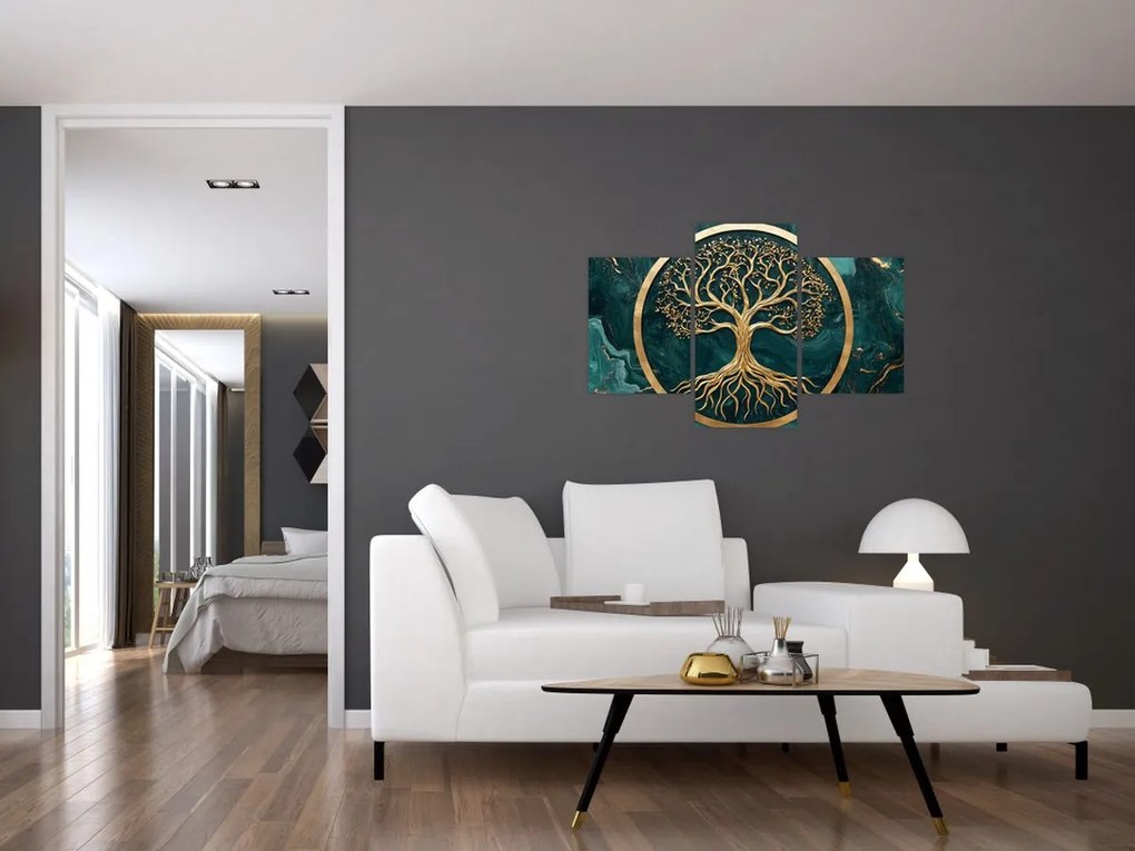 Obraz – Zlatý strom života v mramore (90x60 cm)