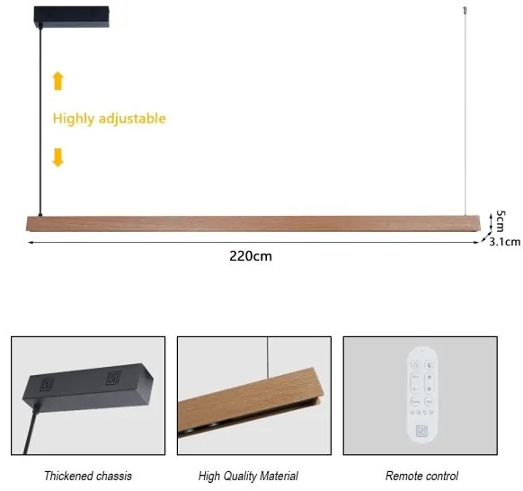 Immax NEO 07305L - LED stmievateľný luster na lankách MADEIRA 44W/230V Wi-Fi Tuya 202 cm dub