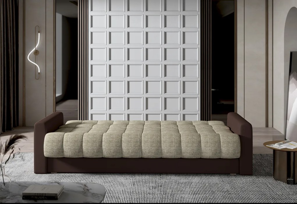 Rozkladacia čalúnená pohovka GARETT, 210x90x85, sawana 21/soft 11