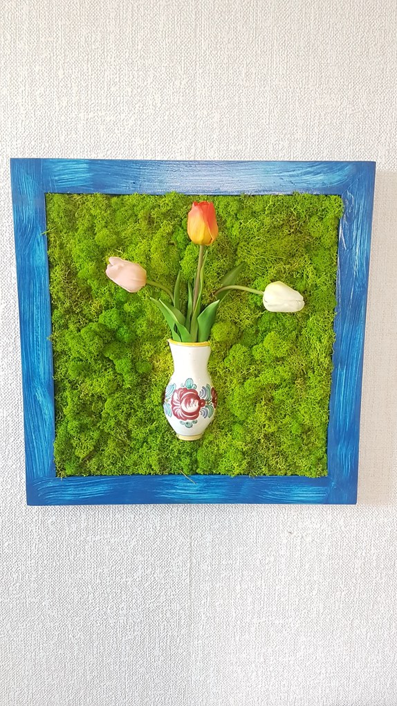 Machový 3D obraz s tulipánmi 50cm x 50cm