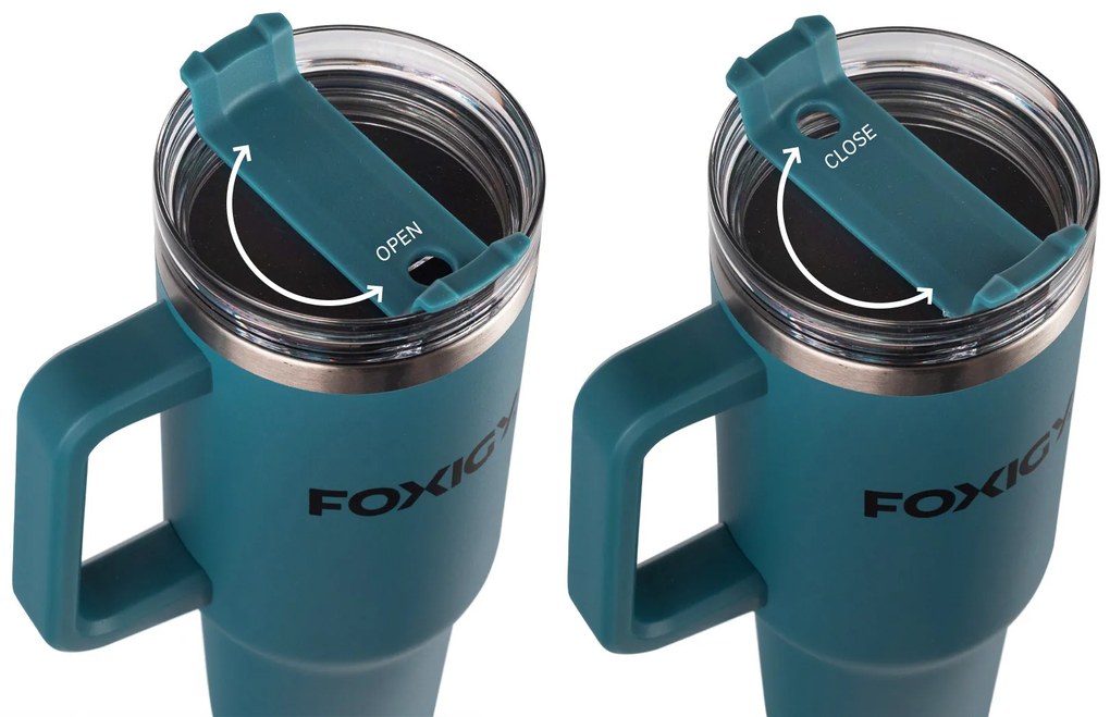 Foxigy Termohrnček do auta so slamkou 1200 ml Navy Blue