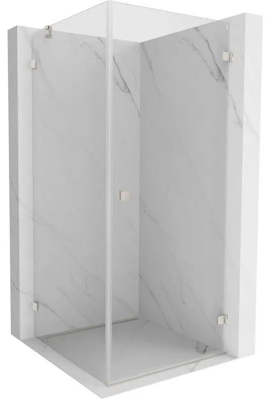 Mexen Lunar-B pravostranný výklopný sprchový kút 100 x 100 cm, číre sklo, brúsená oceľ, 832-100-100-97-00-P