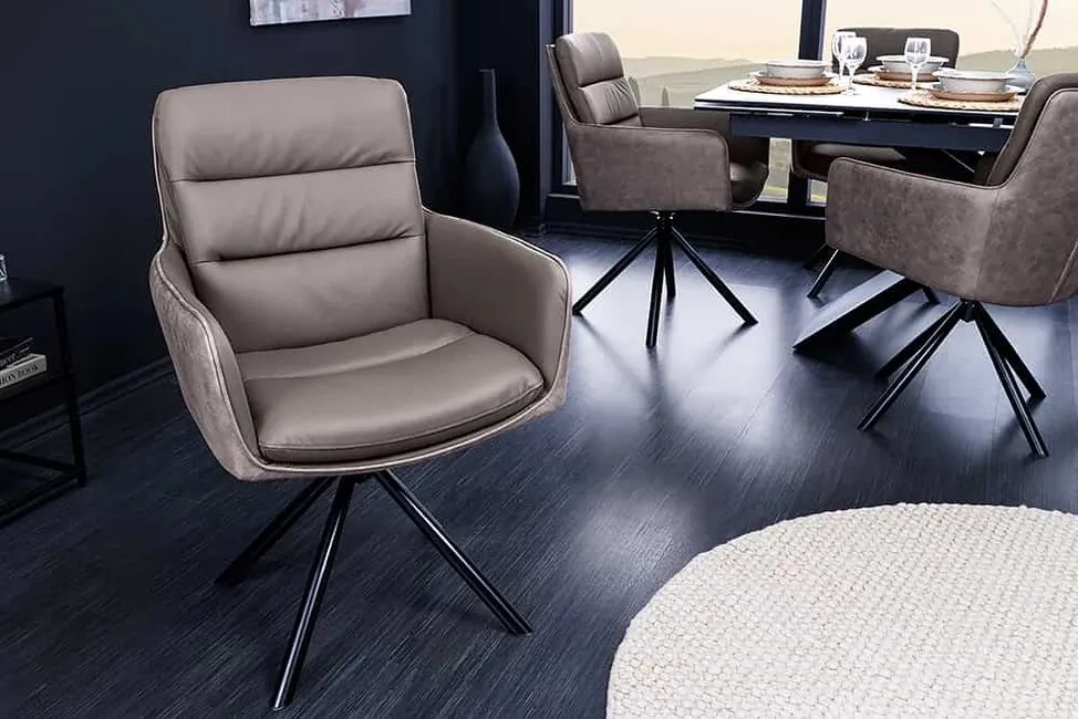 Luxusná otočná stolička z pravej kože Big George taupe