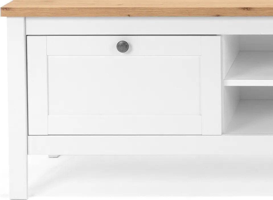 TV skrinka Bergen, biela/dub artisan
