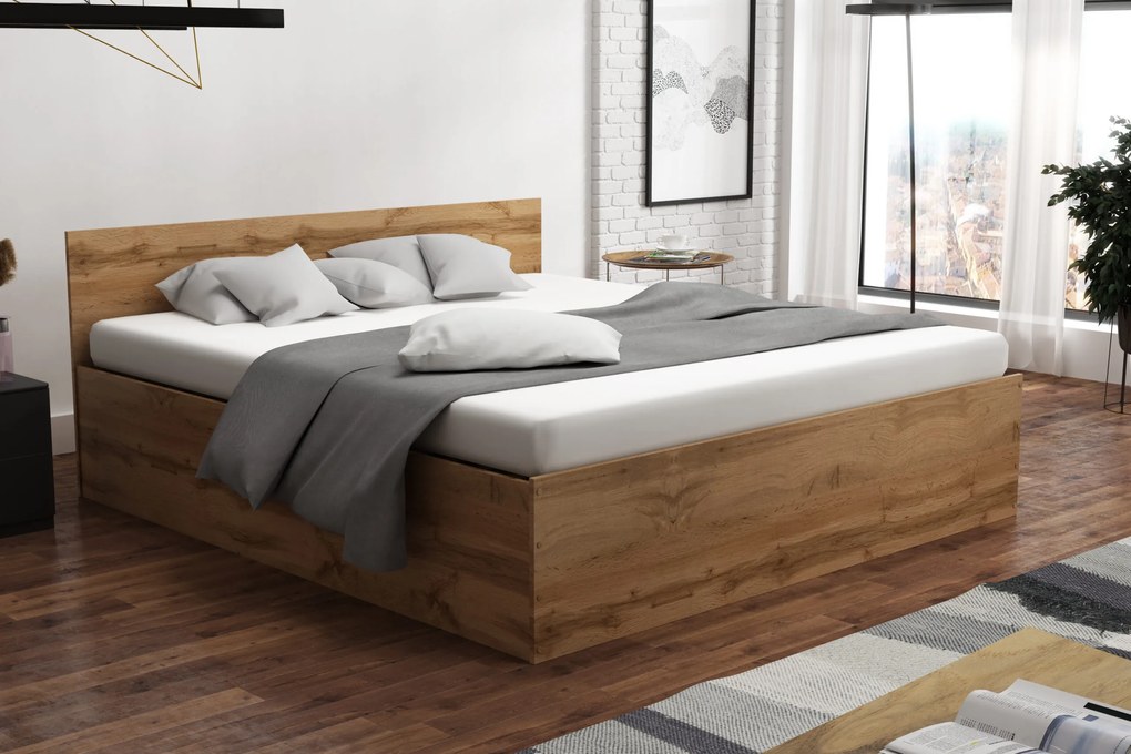 Posteľ 180x200 cm s matracom a úložným priestorom SPART1 Sonoma