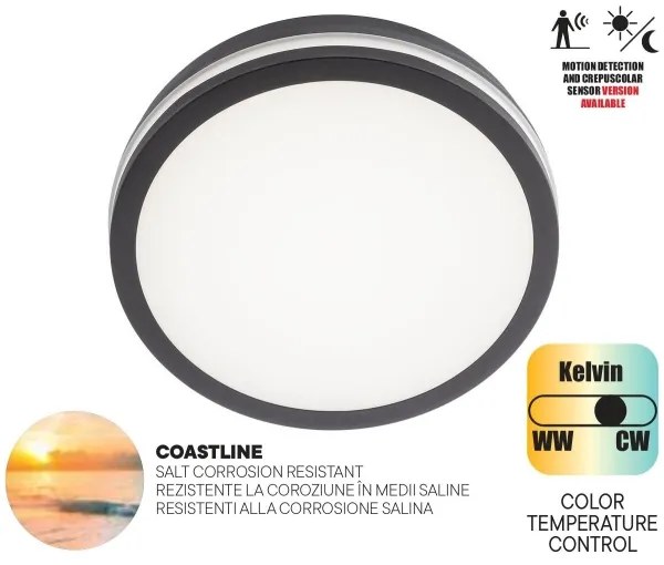 Redo 90290 - LED Vonkajšie stropné svietidlo so senzorom ISOLA LED/24W/230V IP54