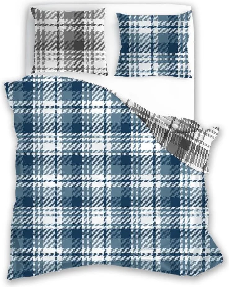 Flanelové obliečky Pure Flannel 010 140x200 cm + 70x90 cm modré/sivé