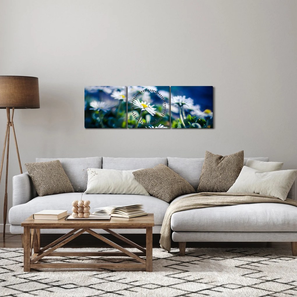 Obraz sedmokrások (s hodinami) (90x30 cm)