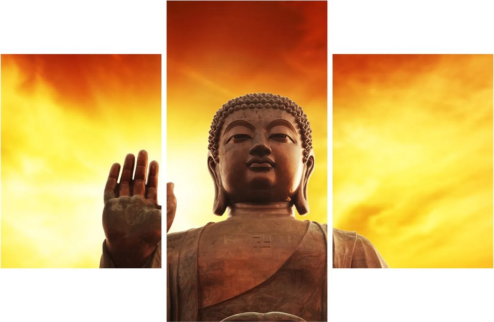 Obraz - Budha s červenožltým pozadím (90x60 cm)