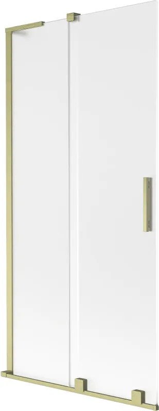Mexen Velar L, 2-krídlová posuvná vaňová zástena 90 x 150 cm, 8mm sklo námraza, zlatá matná, 896-090-003-31-55