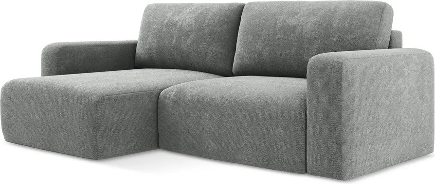 Sivá ženilková rozkladacia/s úložným priestorom rohová pohovka (ľavý roh/s leňoškou) Kona – Makamii