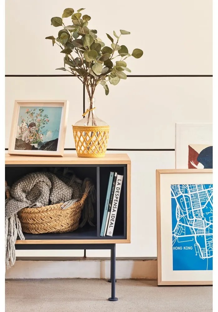 Antracitovosivá TV komoda v dubovom dekore Teulat Yoko