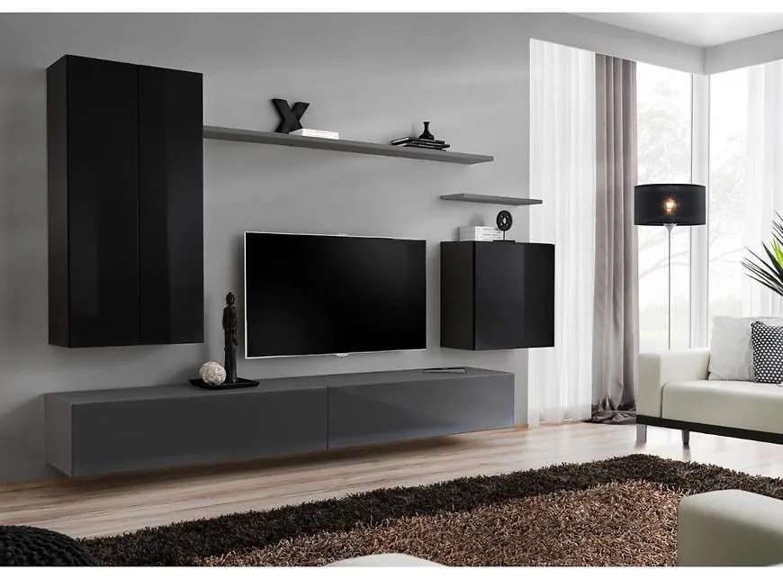 Obývacia stena Switch II Čierna /Grafit