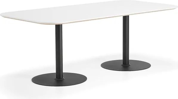 Stôl METRIC, zaoblené rohy, 2000x1000x720 mm, čierna/biela