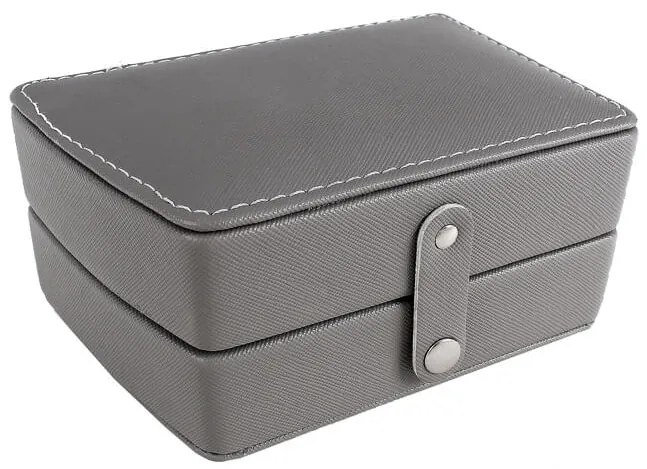 Luxusná kožená šperkovnica s minikufríkom šedá 50551L