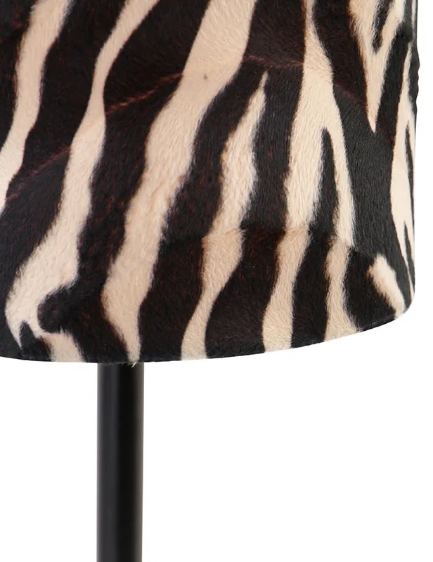 Moderná stolná lampa čierna so zebra tienidlom 25 cm - Simplo