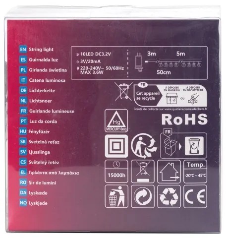 Aigostar - LED vonkajšia dekoratívna svetelná reťaz 10xLED/8m IP44 studená biela