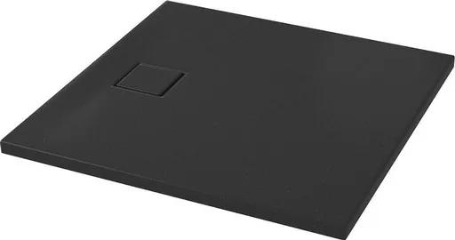 Cersanit Tako Slim, štvorcová akrylátová sprchová vanička 90x90x4 cm + čierny sifón, čierna, S932-166