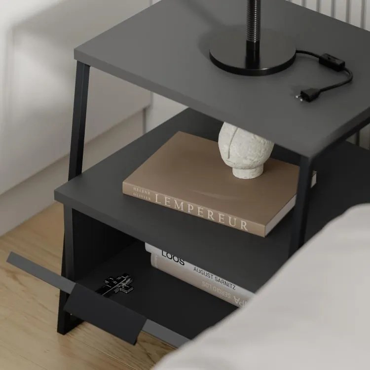 Nočný stolík Houseland Pal antracitovo sivý