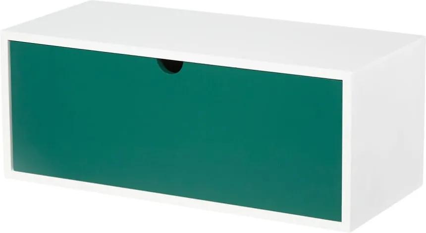 Bielo-zelený nástenný odkladací stolík so zásuvkou Furniteam Design