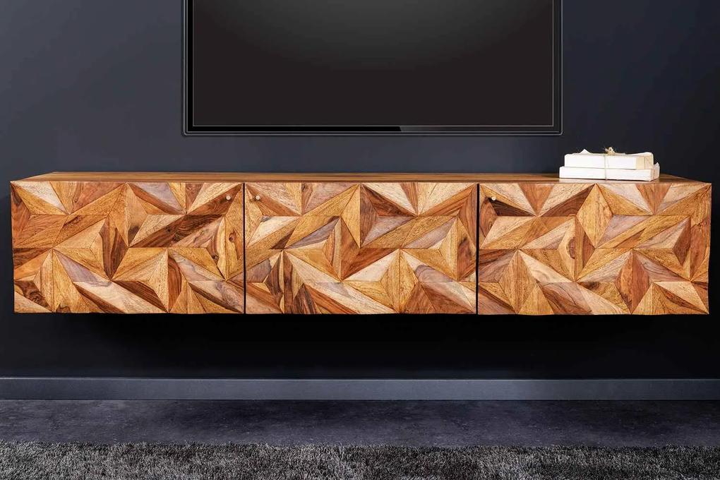 Dizajnový závesný TV stolík Halia 160 cm Sheesham