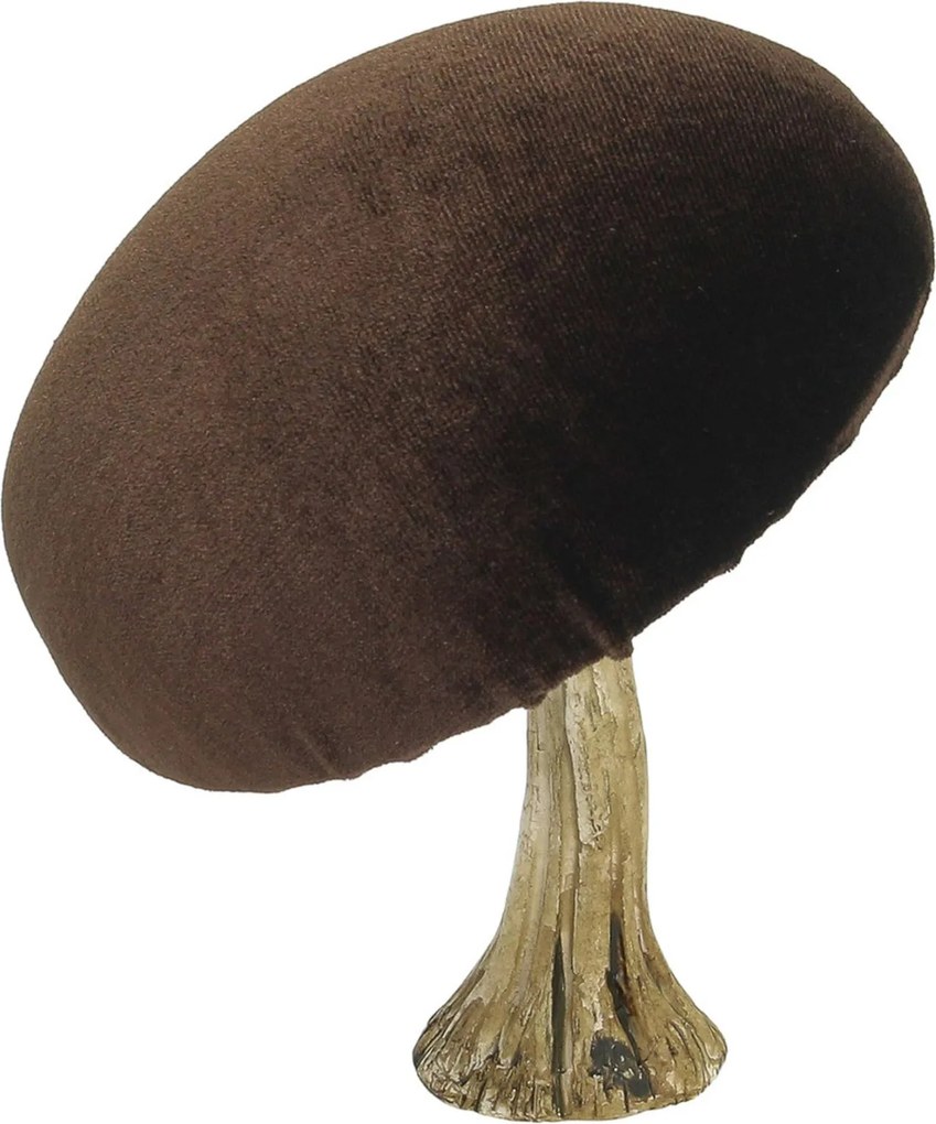 Dekorácia Velvet Mushroom 12 cm brown