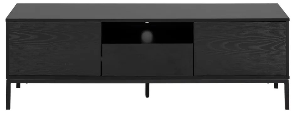 Čierny TV stolík v dekore jaseňa 140x45 cm Seaford – Actona