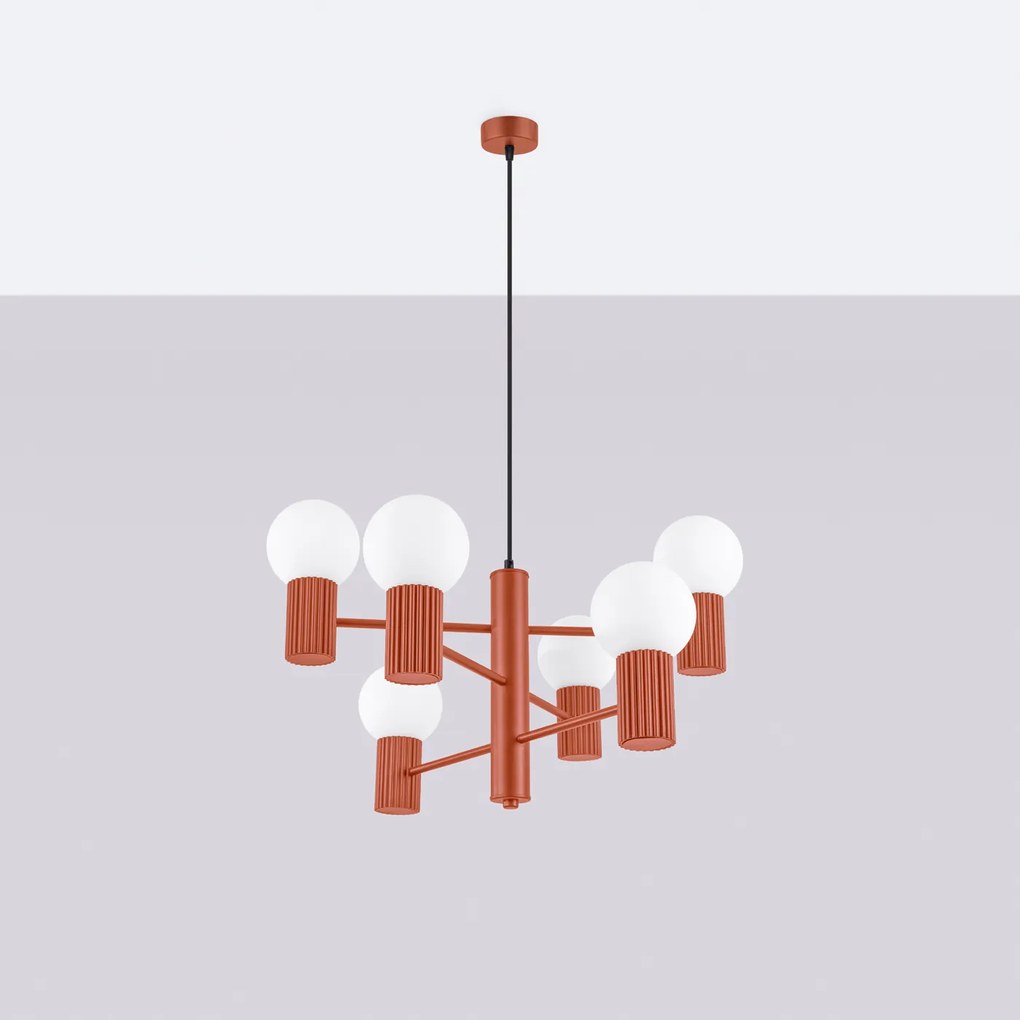 Luster Halo, 6x biele sklenené tienidlo, ro