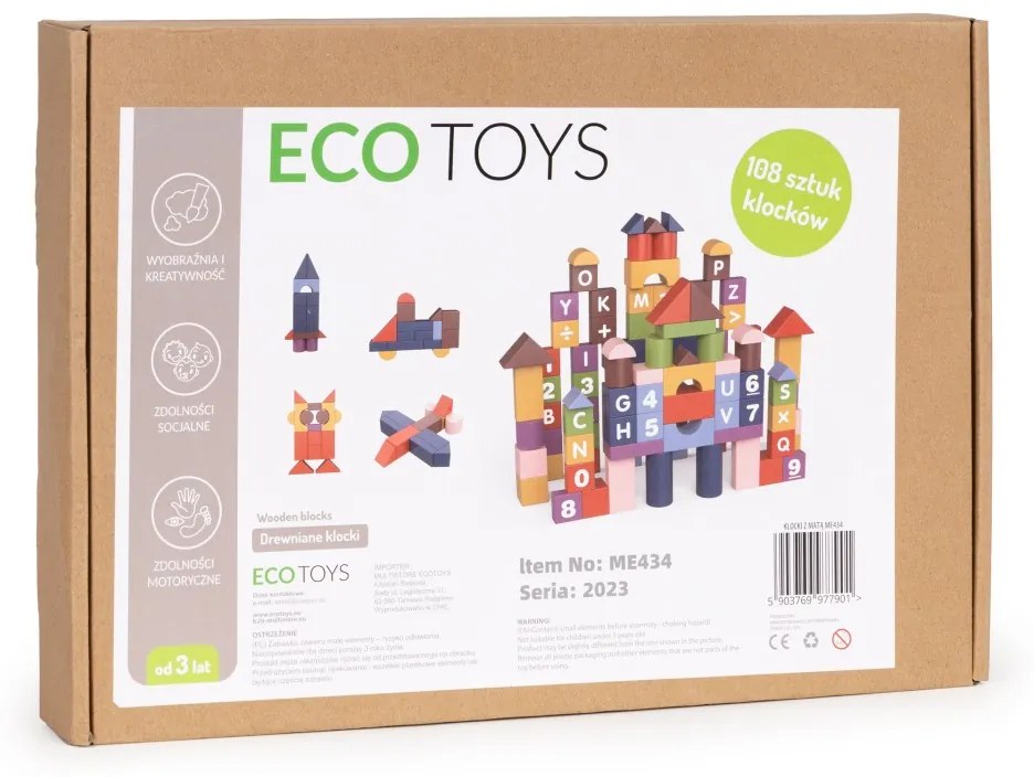 Drevené edukačné kocky Ecotoys 108 ks