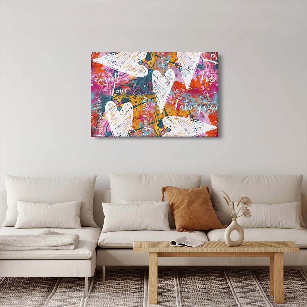 Obraz - Srdce na abstraktnom pozadí (90x60 cm)