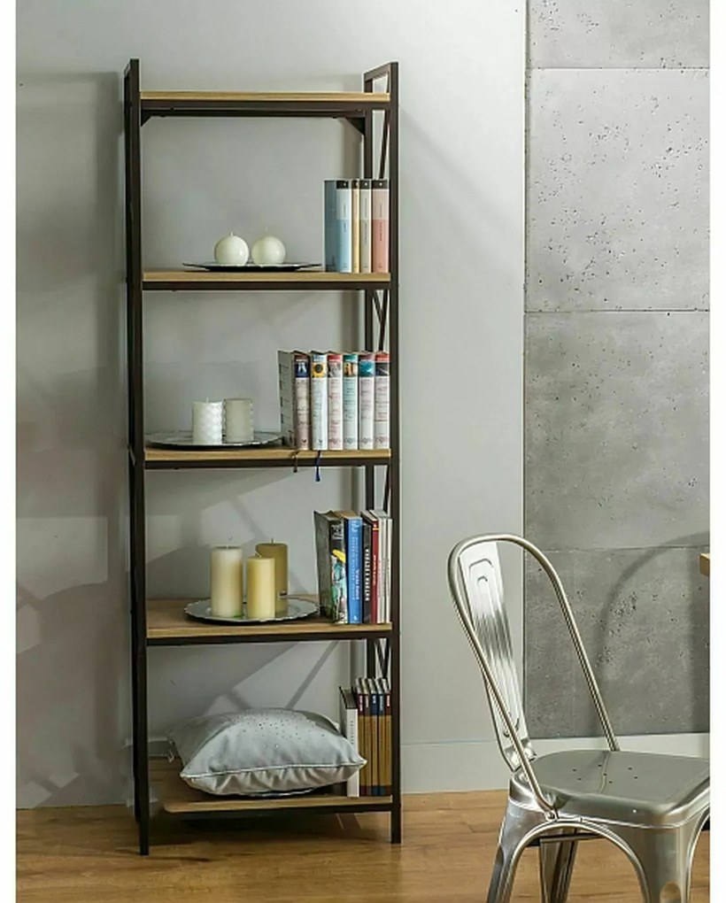 Regál Tablo 05 180 cm dub přírodní/černý