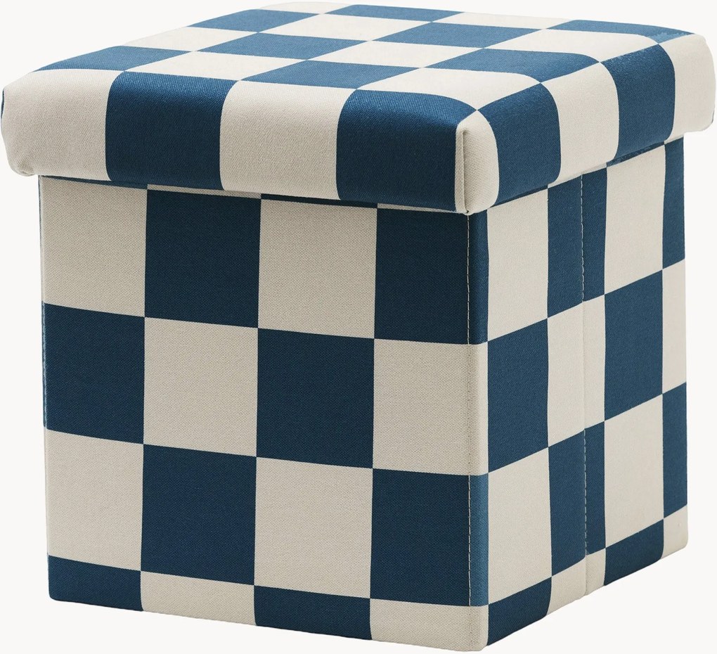 Detská úložná taburetka Check Teal