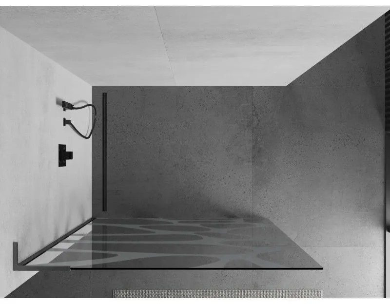 Mexen Kioto L, sprchová zástena Walk-In 100 x 200 cm, 8mm číre sklo biely vzor, grafitový profil, 800-100-103-66-97