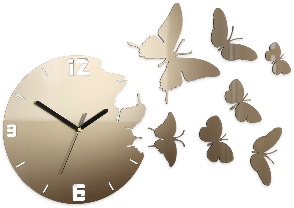 3D nalepovacie hodiny Butterfly metallic tortora