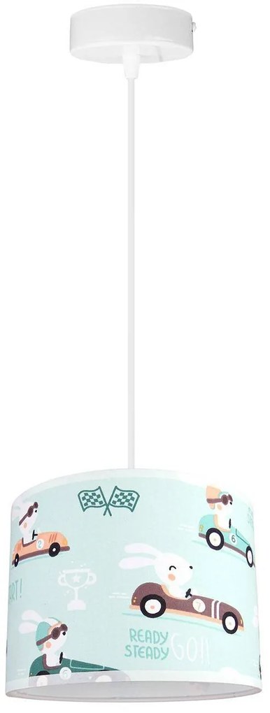 Detské závesné svietidlo Child, 1x textilné tienidlo so vzorom (výber z 5 farieb), (výber z 2 farieb konštrukcie)