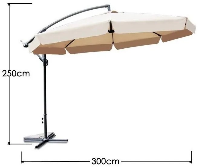 ShopJK ZÁHRADNÝ SLNEČNÍK 350 CM BÉŽOVÝ