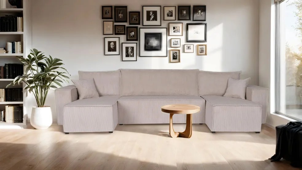 Rohová rozkladacia pohovka Luna U, menčestrová