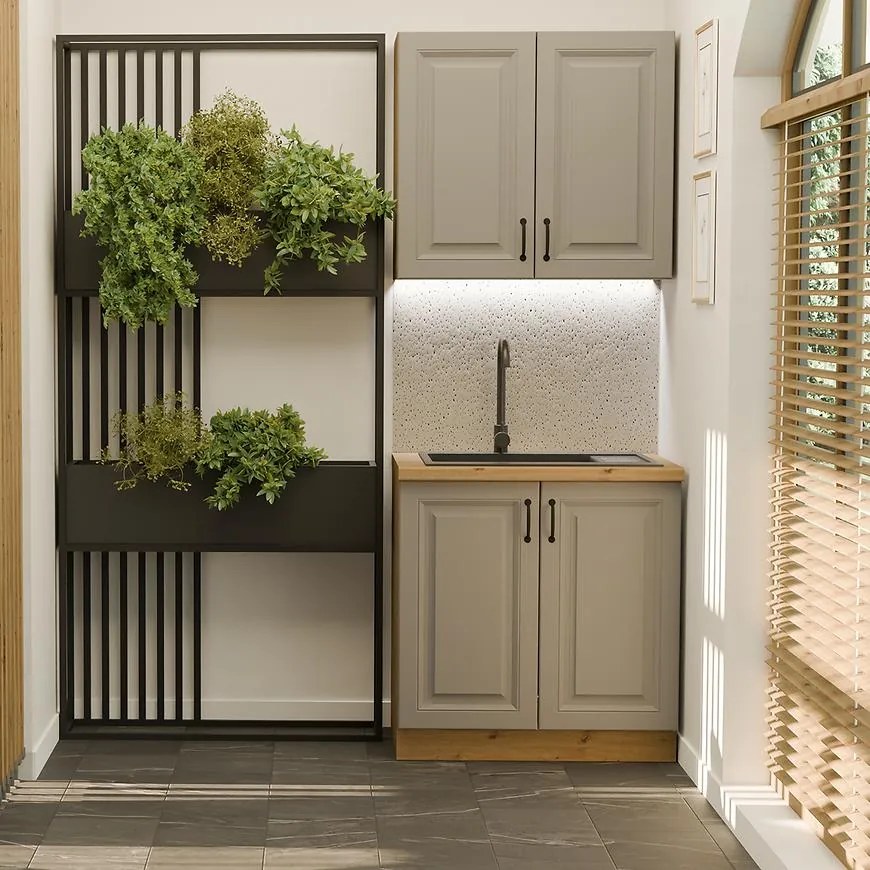 Kuchynská linka Stilo Clay Grey/Artisan 80cm bez pracovnej dosky