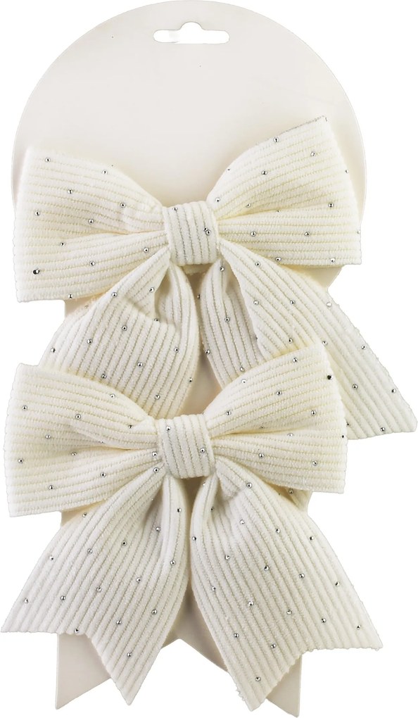 Sada 2 ks vánočních dekorativních mašlí Santa Lila 13,5x14,5 cm bílá