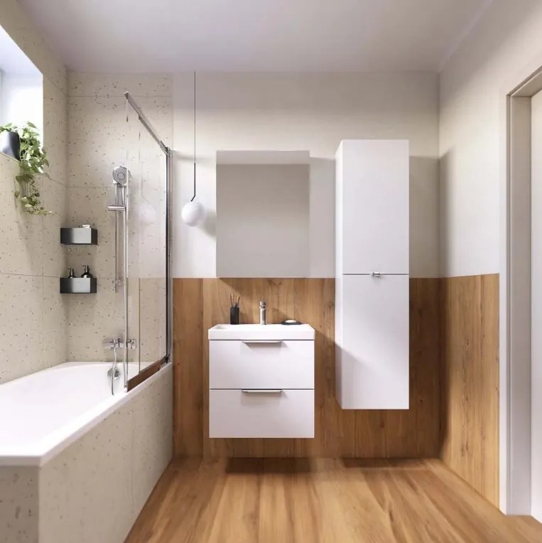 Cersanit Malika, vysoká závesná skrinka 400x300x1600 mm, biela lesklá, S598-050-DSM