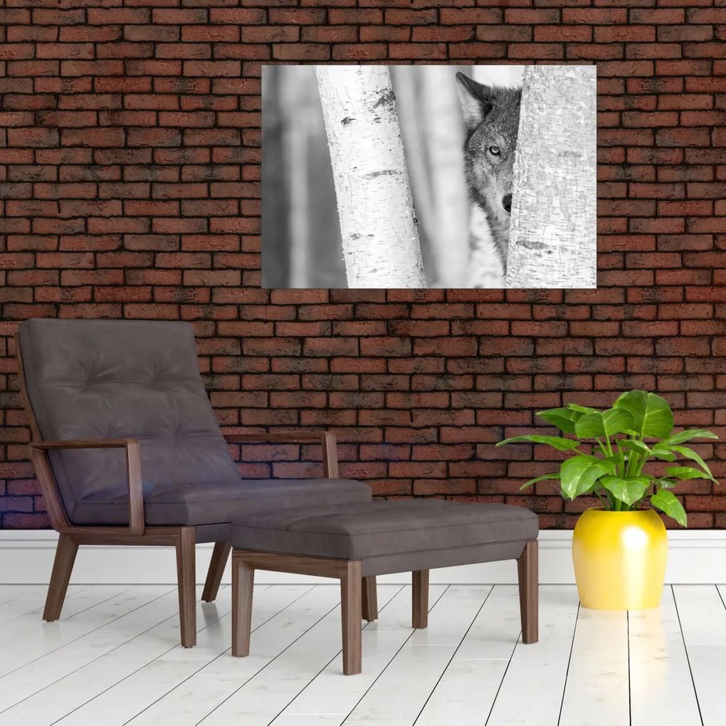 Obraz - Vlk v lese (90x60 cm)